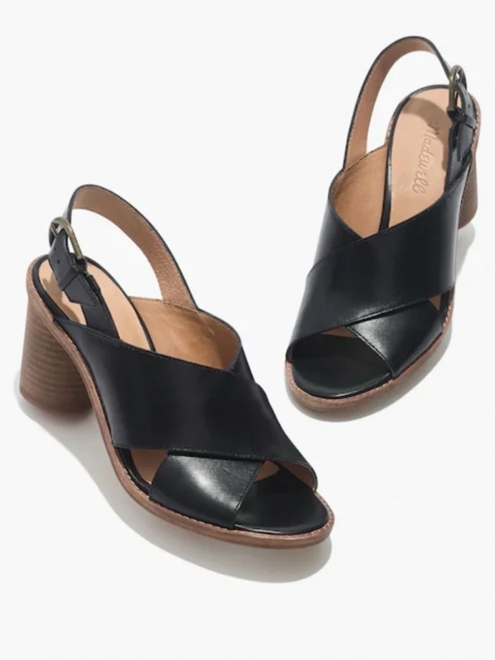 Madewell Black Leather The Ruthie Crisscross Sandal